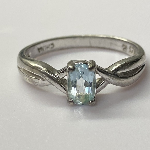 Handmade Jewelry - Aquamarine 925 Sterling Silver Band Ross Simons Statement Ring Handmade Sz 6.5